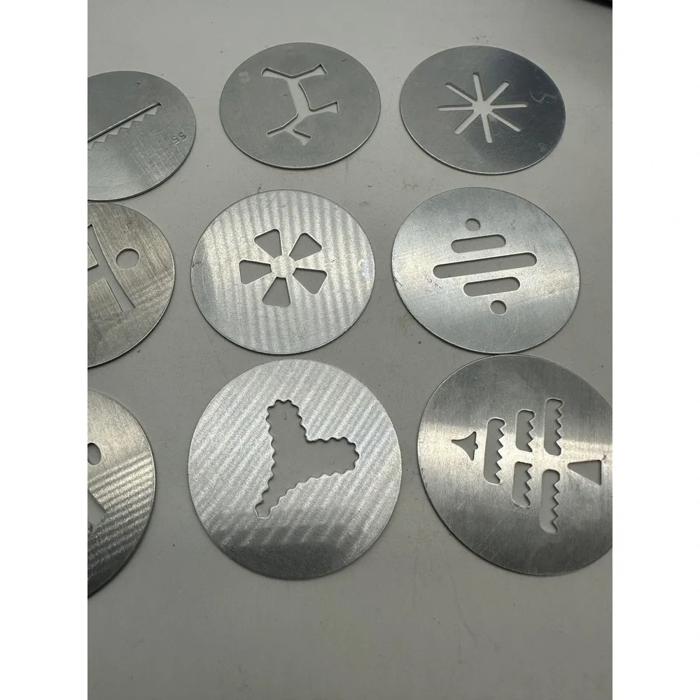 Vintage Aluminum Cookie Press Discs Replacement Set of 9 Spritz Shapes Tree Star